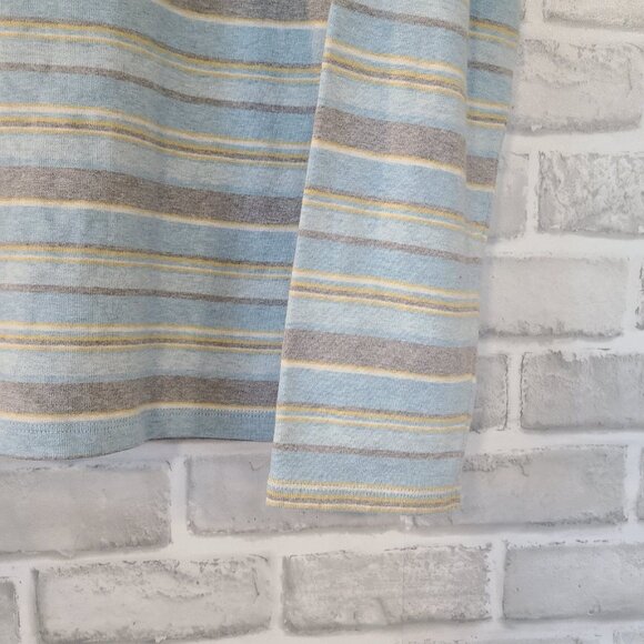 Vintage Pendleton Cotton Striped Mock Turtleneck Shirt Top Blue Gray Yellow XL - Picture 4 of 7